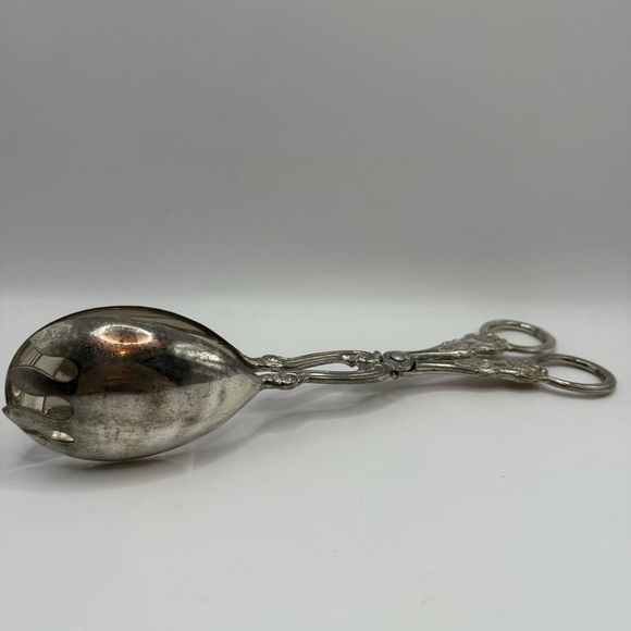 Sheffield EPNS Salad Serving Tongs Silver Plated England Ornate Pattern - Picture 4 of 7